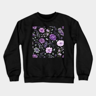 Seamless Pattern of Watercolor Flowers and Berries Crewneck Sweatshirt